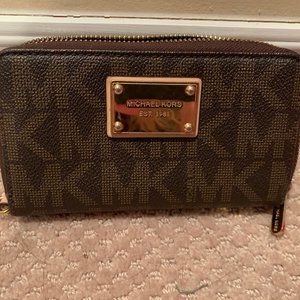 Michael Kors brown & gold monogram wallet
